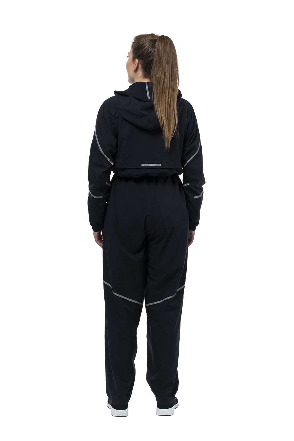 raijn women black Regenanzug von hinten