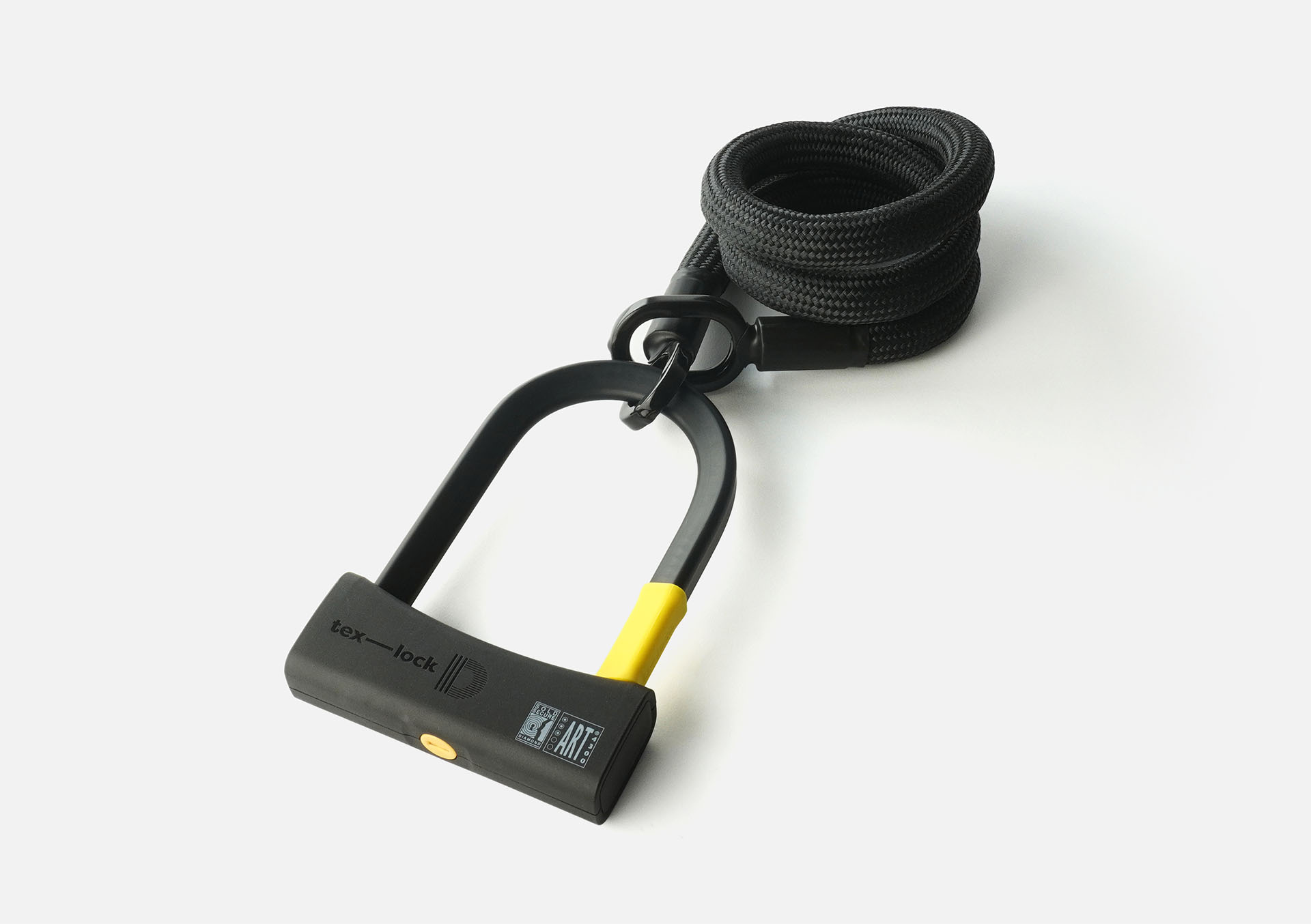 D-lock Bügelschloss mit Textilseil in Länge M und Farbe onyx black